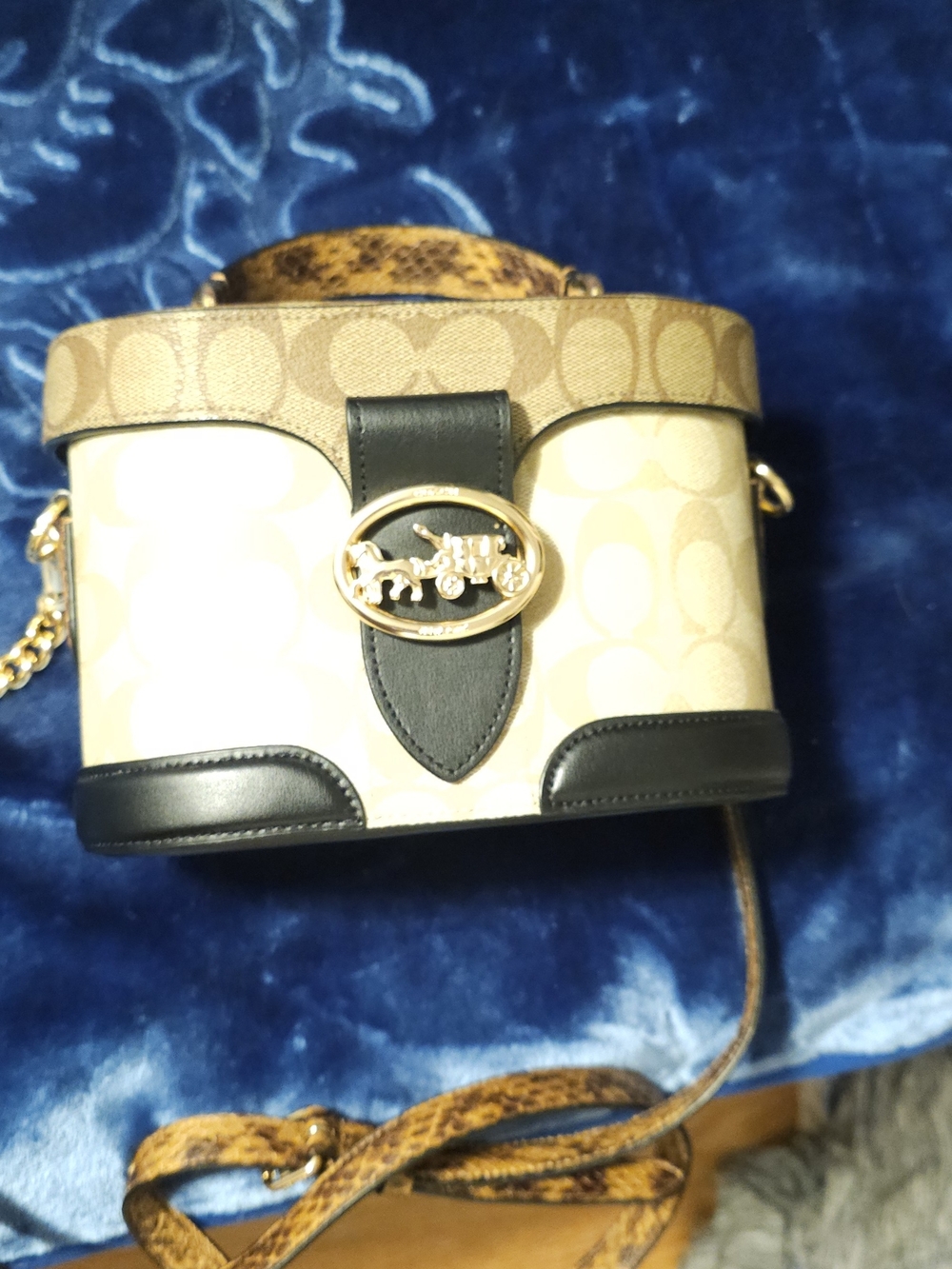 Coach Signature Canvas Mini Vanity Bag in Khaki/Black